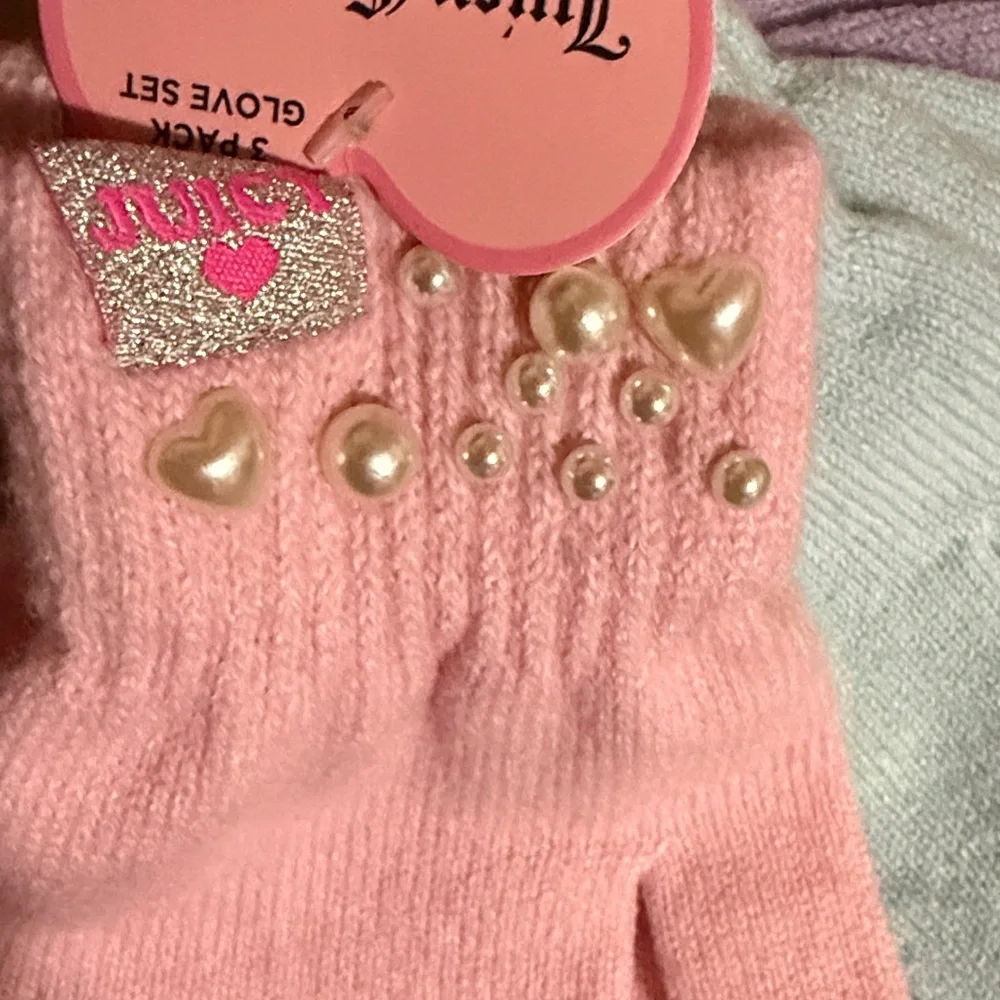 Juicy Couture Kids' Pink, Blue, and Lavender Mittens